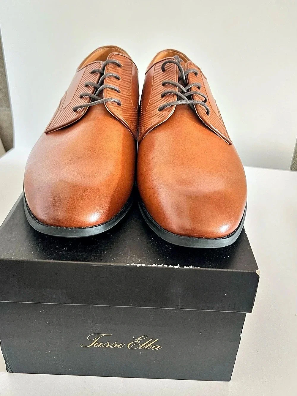 Tasso Elba Men's Brown Lace-Up Oxfords  New